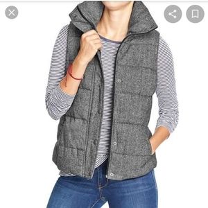 Old Navy Black Tweed Quilted Vest Medium